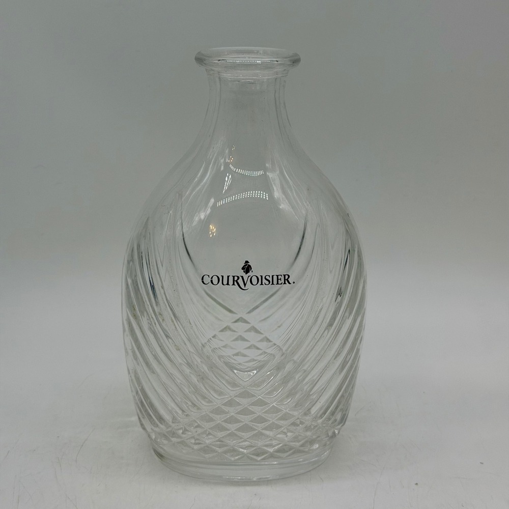Courvoisier Glass Decanter Clear Diamond Swirl Pattern Barware Vintage